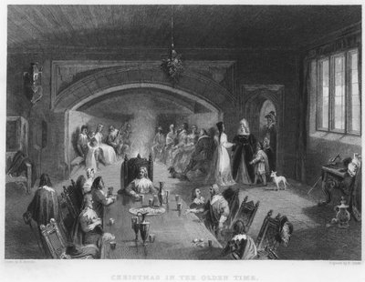 Noël dans le temps ancien, Wycoller Hall, Lancashire, 1650 - English School